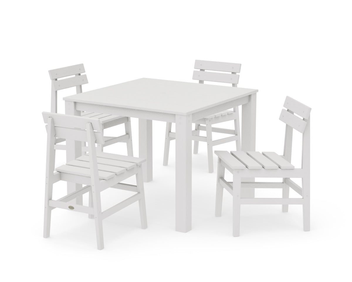 POLYWOOD Modern Studio Plaza Chair 5-Piece Parsons Dining Set in Vintage White
