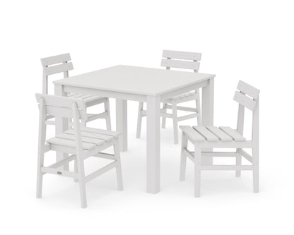 POLYWOOD Modern Studio Plaza Chair 5-Piece Parsons Dining Set in Vintage White
