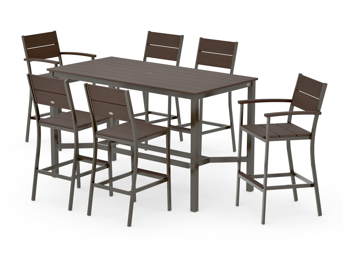 POLYWOOD Main Street 7-Piece Bar Set in Bronze / Kona