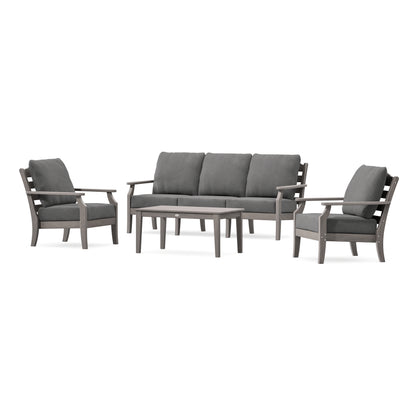 POLYWOOD Savannah 4-Piece Deep Seating Set with Sofa in Driftwood