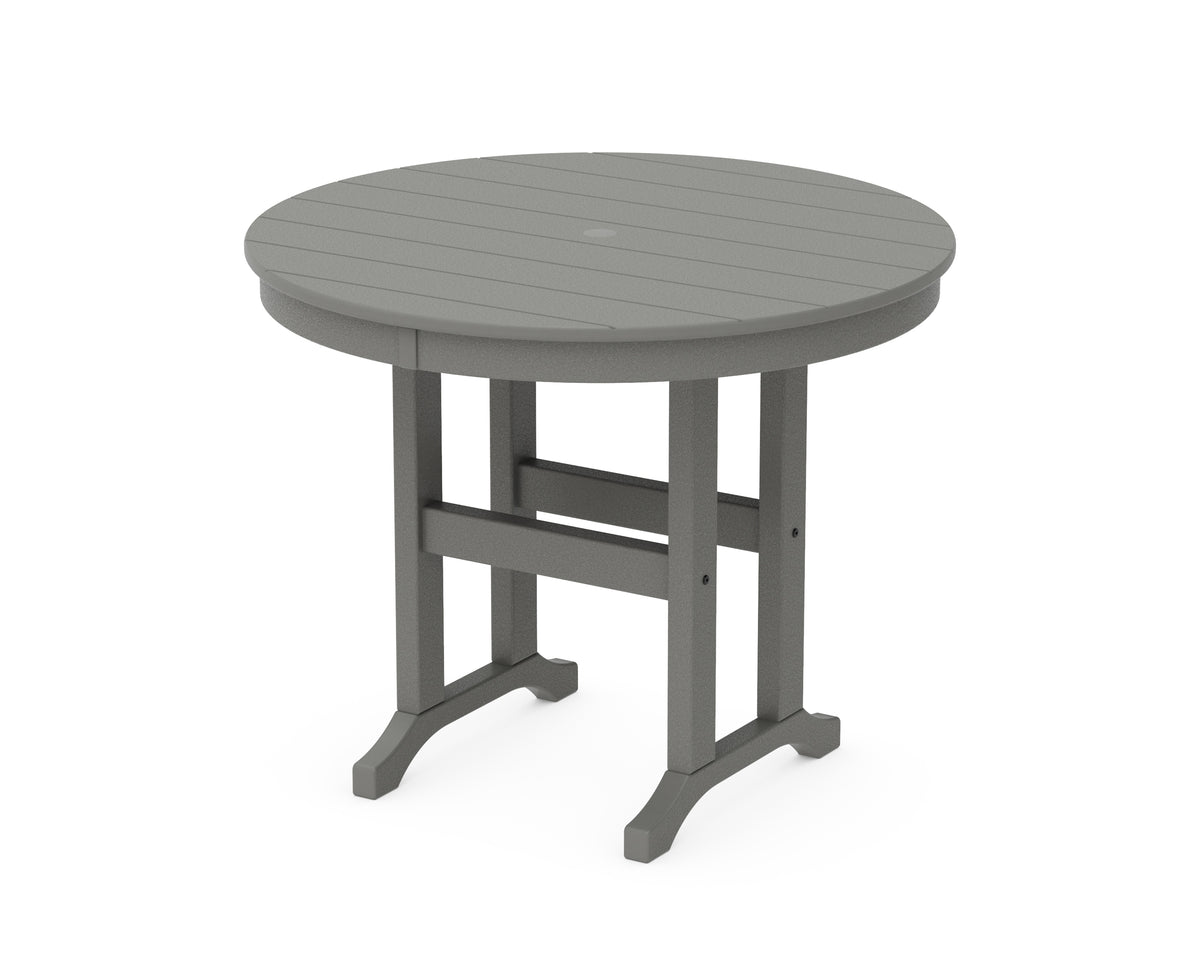 POLYWOOD 36" Round Farmhouse Dining Table in Slate Grey