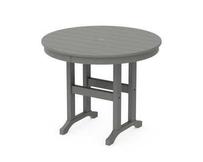 POLYWOOD 36" Round Farmhouse Dining Table in Slate Grey