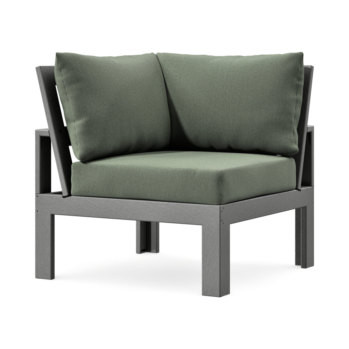 POLYWOOD Modular Corner Chair in Slate Grey / Cast Sage