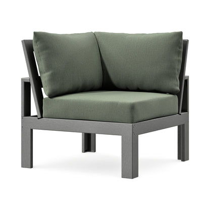 POLYWOOD Modular Corner Chair in Slate Grey / Cast Sage