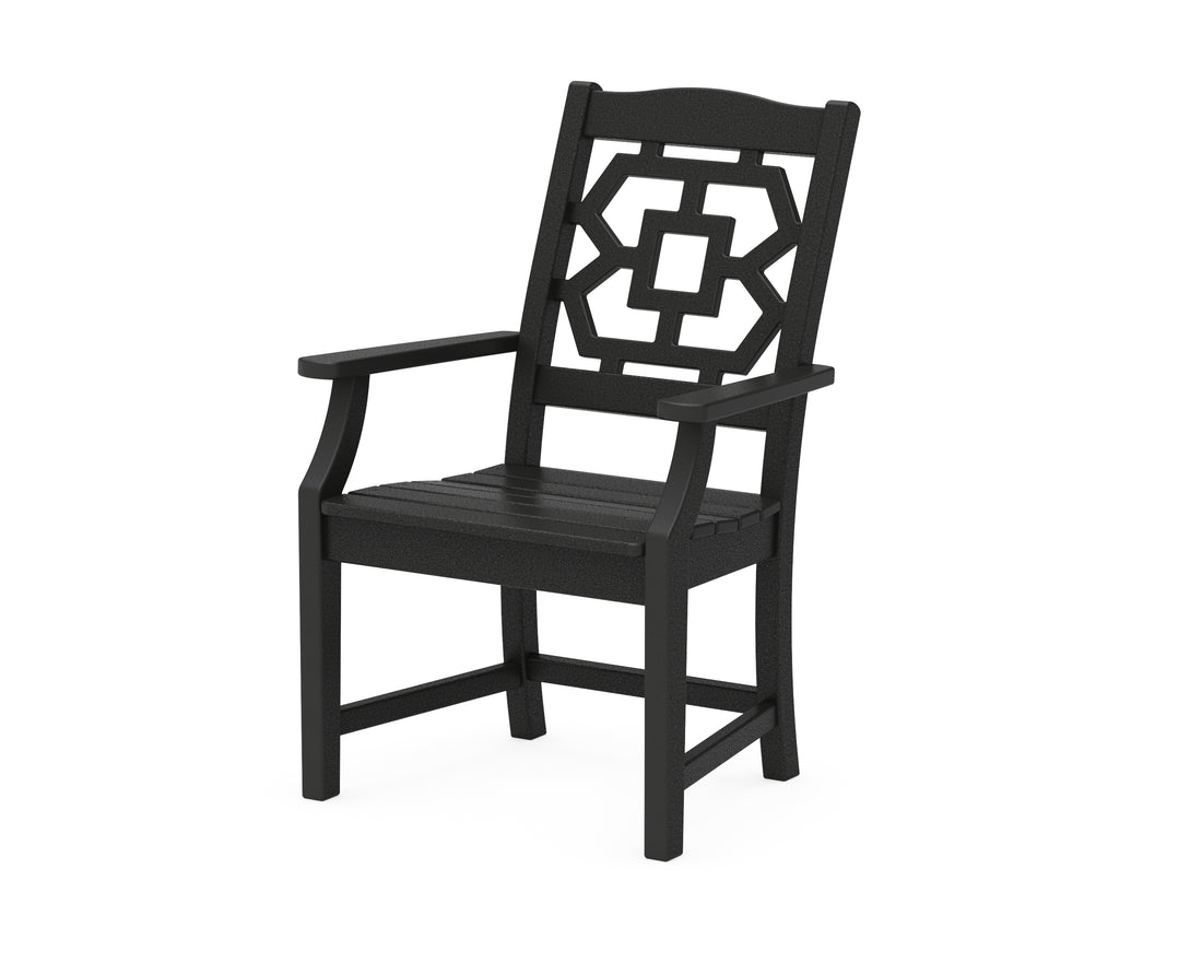 POLYWOOD Chinoiserie Dining Arm Chair in Black