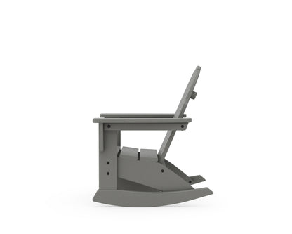 Second angled view of the POLYWOOD Kids Vineyard Adirondack Rocking Chair in Slate Grey