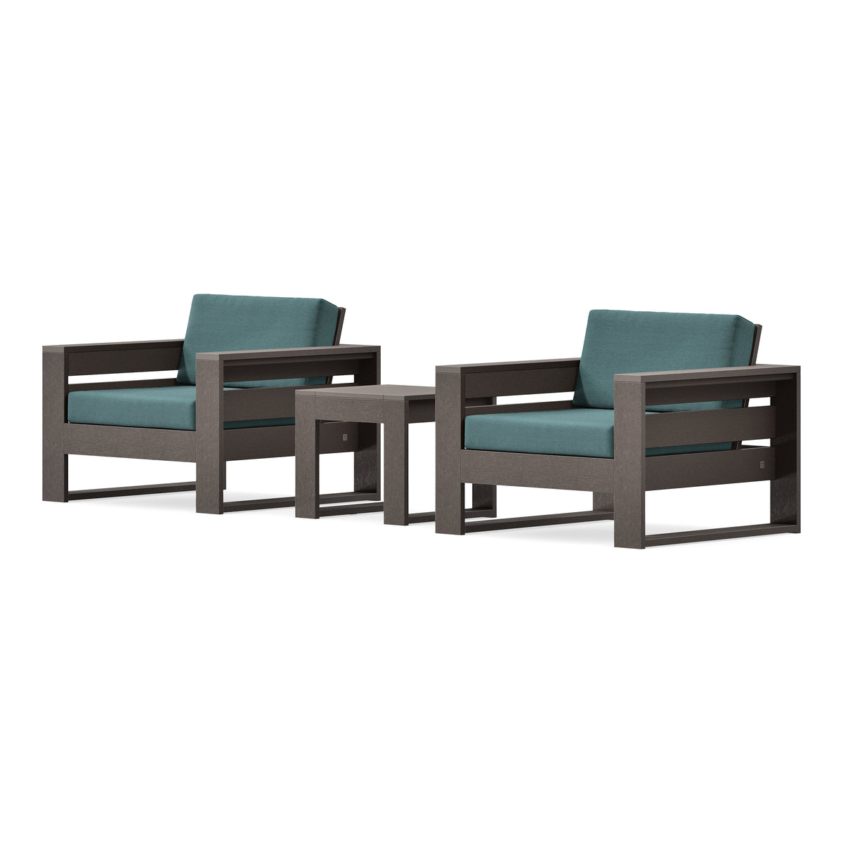 POLYWOOD PW Designer Series Latitude 3-Piece Lounge Chair Set in Vintage Coffee / Ocean Teal