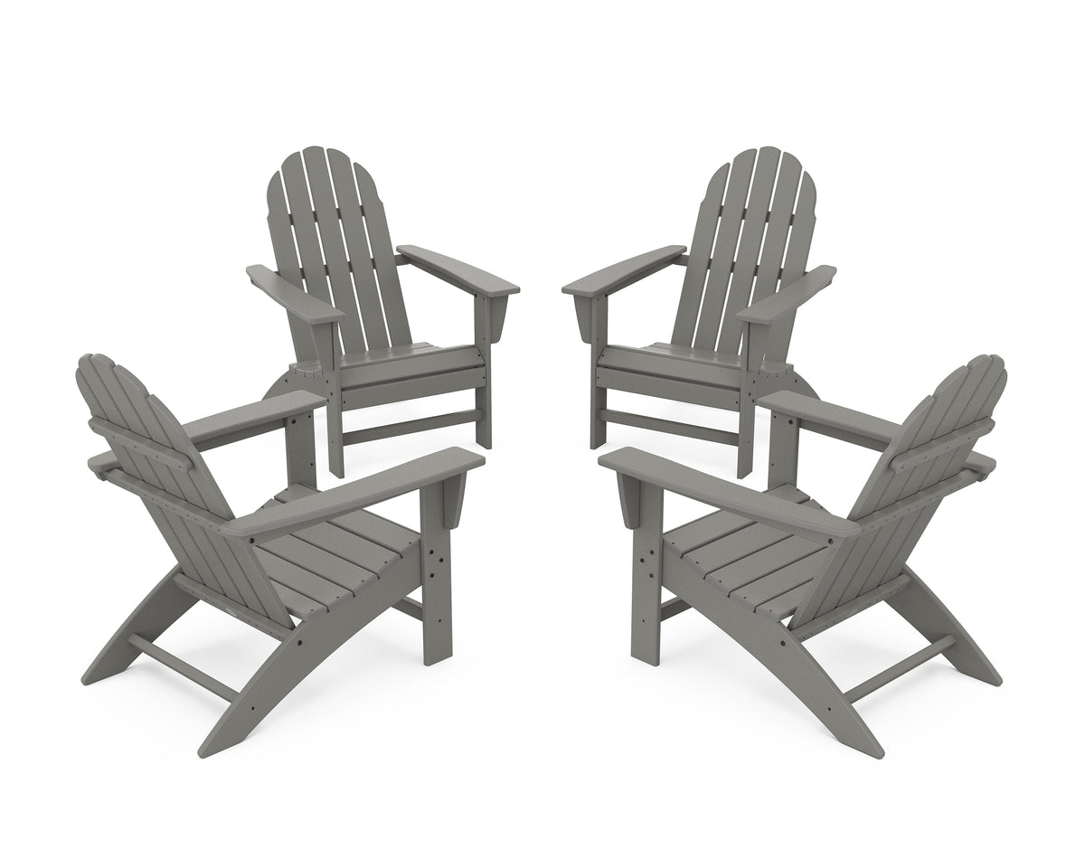 POLYWOOD Vineyard 4-Piece Adirondack Conversation Set in Slate Grey