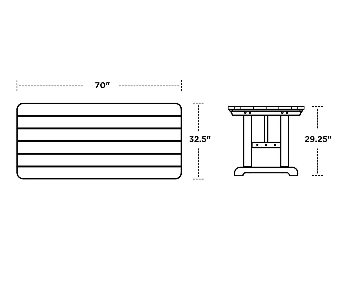 POLYWOOD Park 33" x 70" Harvester Picnic Table dimensions