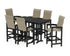 POLYWOOD Coastal Woven High-Back Arm Chair 7-Piece Bar Set in Black / Dune Grass