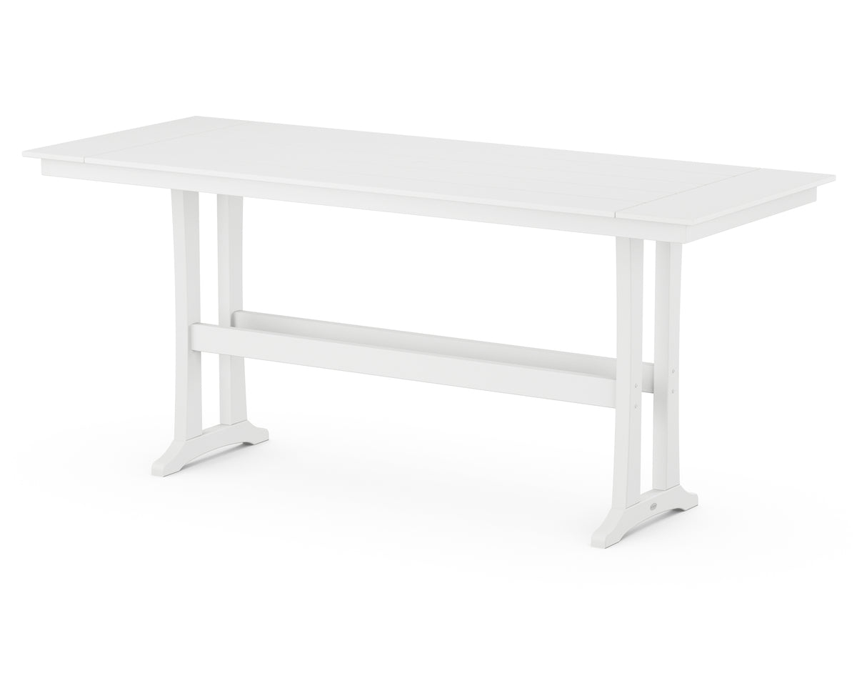 POLYWOOD Farmhouse Trestle 38" x 96" Bar Table in White