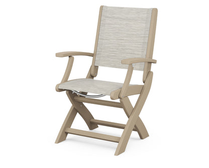 POLYWOOD Coastal Folding Chair in Vintage Sahara with Vintage Sahara arms and Birch sling