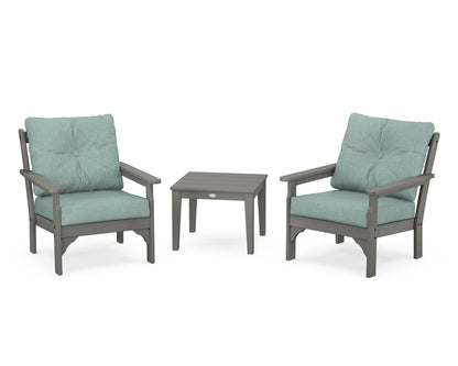 POLYWOOD Vineyard 3-Piece Deep Seating Set in Slate Grey / Glacier Spa