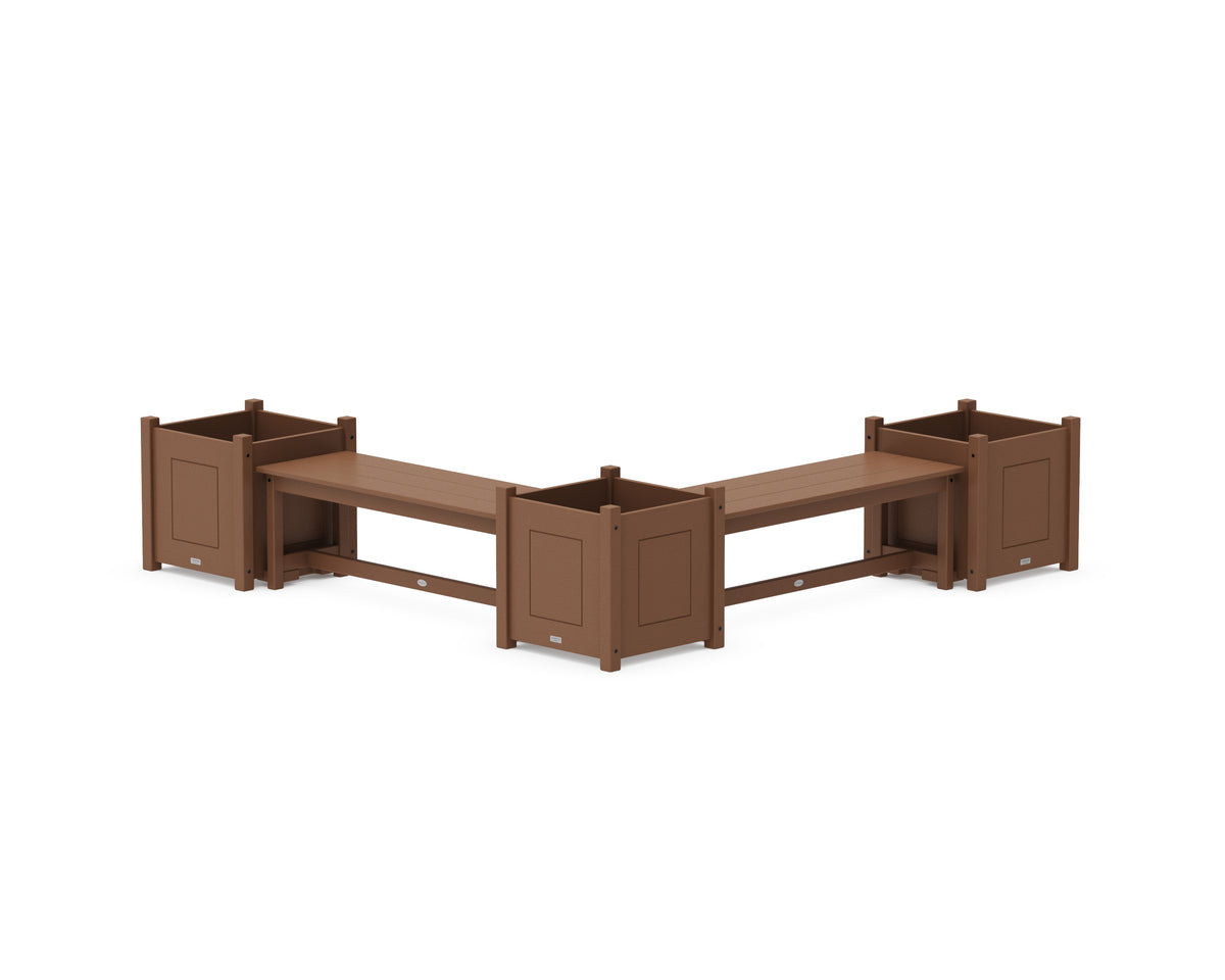 POLYWOOD 48" Country Living L-Shaped Planter Bench Corner Set - Large in Teak