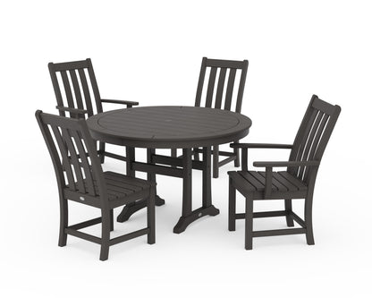POLYWOOD Vineyard 5-Piece Nautical Trestle Dining Set in Vintage Coffee