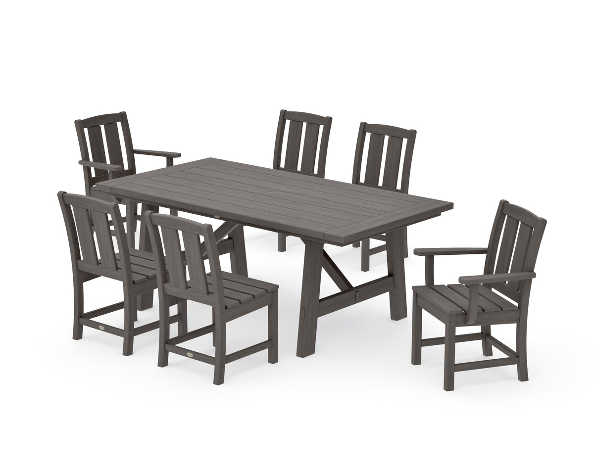 POLYWOOD Mission 7-Piece Rustic Farmhouse Dining Set in Driftwood