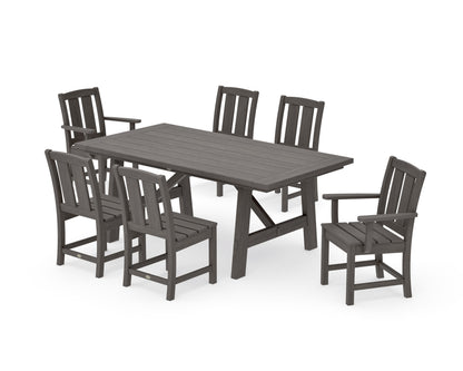 POLYWOOD Mission 7-Piece Rustic Farmhouse Dining Set in Driftwood