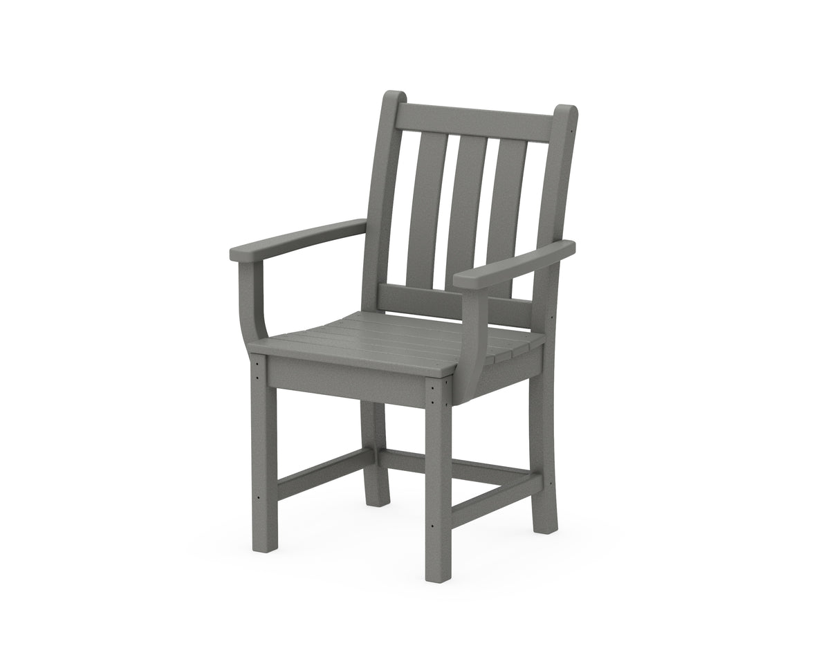 POLYWOOD Traditional Garden Dining Arm Chair in Slate Grey