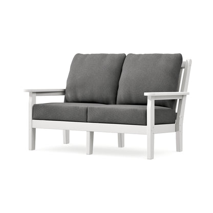 POLYWOOD Chippendale Deep Seating Loveseat in Vintage White / Ash Charcoal