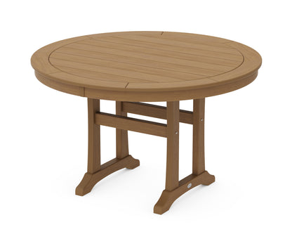 POLYWOOD Nautical Trestle 48" Round Dining Table in Natural