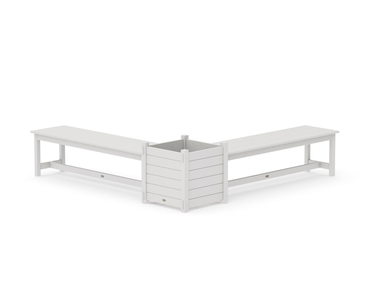 POLYWOOD 60" Nautical L-Shaped Planter Bench Set - Large in Vintage White