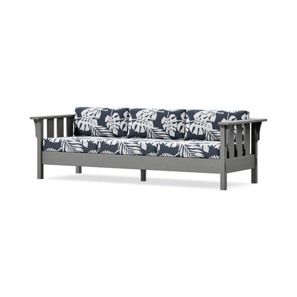 POLYWOOD Acadia Deep Seating Sofa in Slate Grey / Leaf Marine Indigo