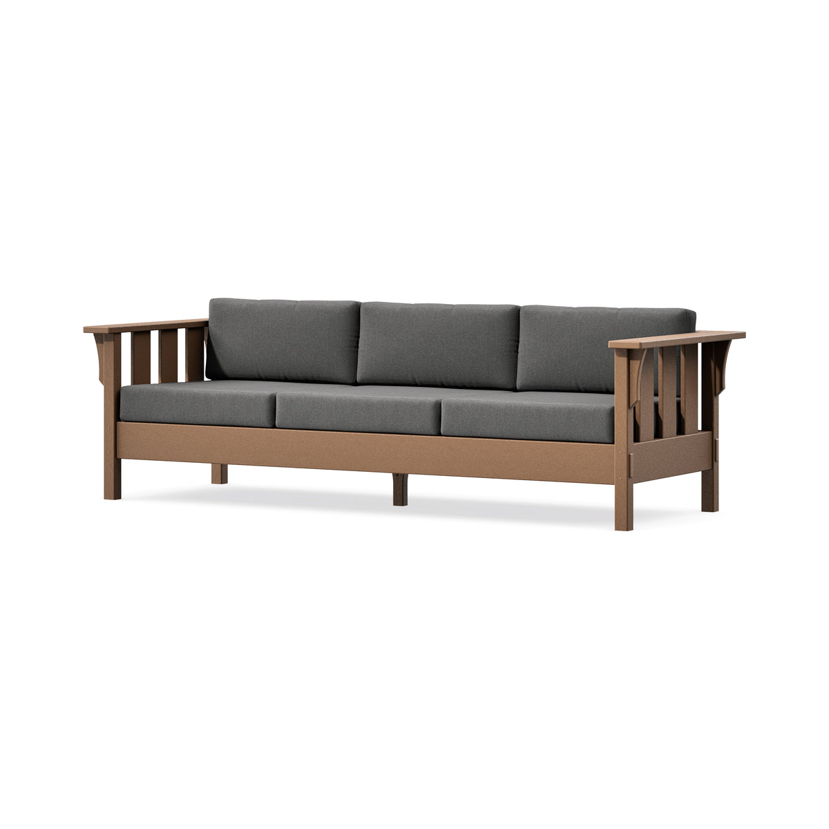POLYWOOD Acadia Deep Seating Sofa in Teak / Ash Charcoal
