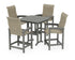POLYWOOD Coastal Woven High-Back 5-Piece Counter Set in Slate Grey / Dune Grass