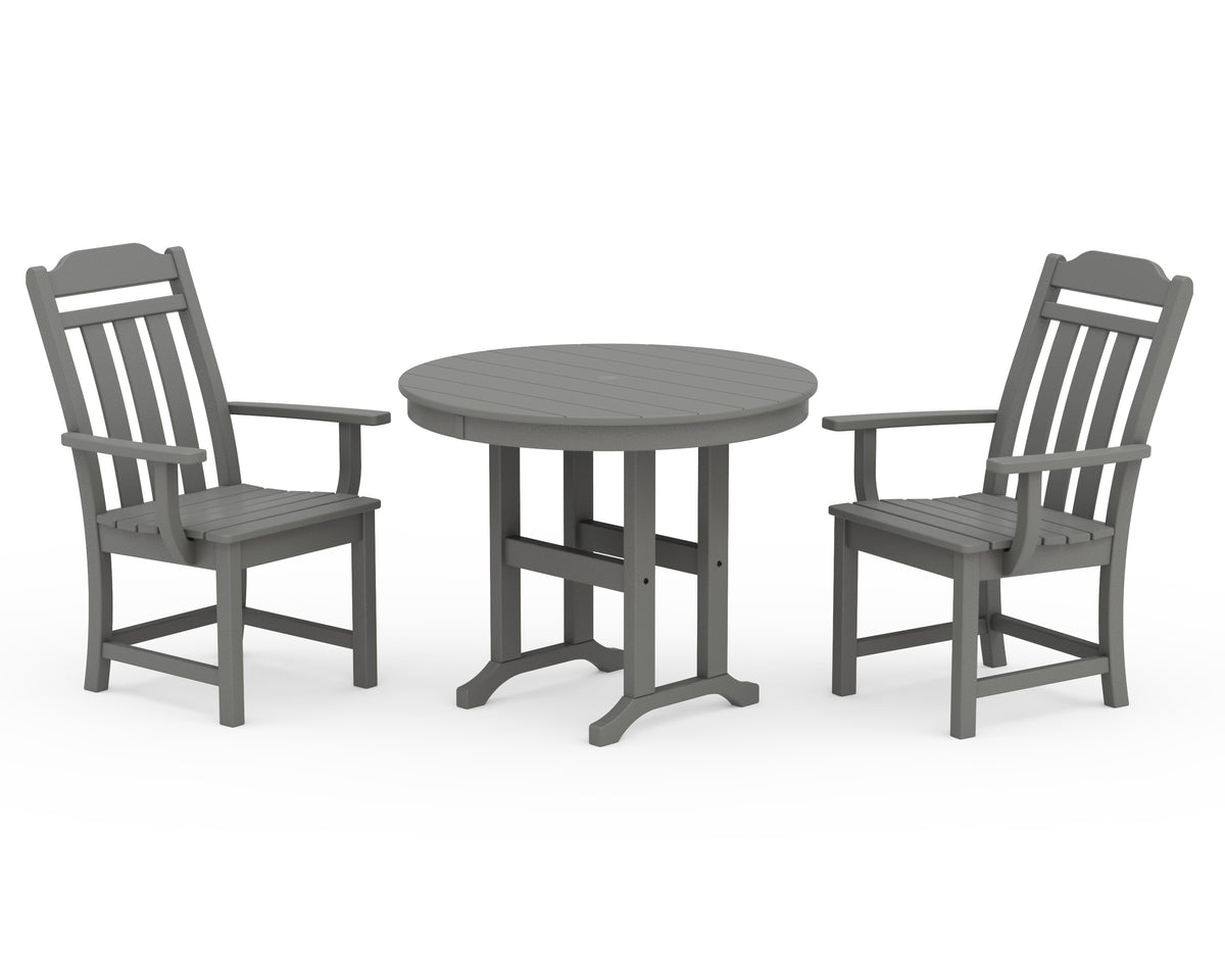 POLYWOOD Cottage 3-Piece Farmhouse Dining Set in Slate Grey