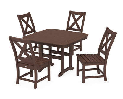 POLYWOOD Braxton Side Chair 5-Piece Dining Set with Trestle Legs - 44" Table in Mahogany