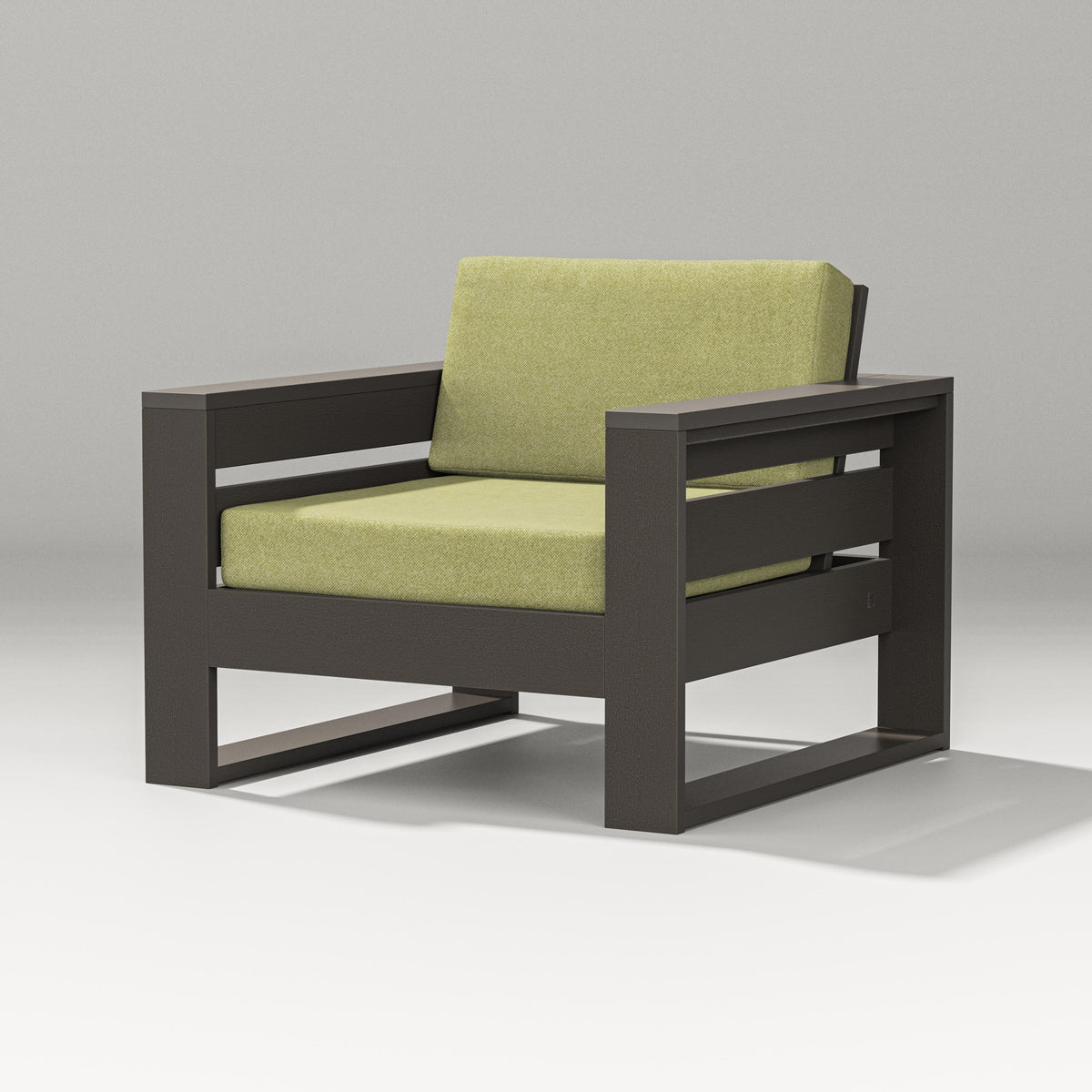 POLYWOOD Latitude Lounge Chair in Vintage Coffee / Chartreuse Boucle