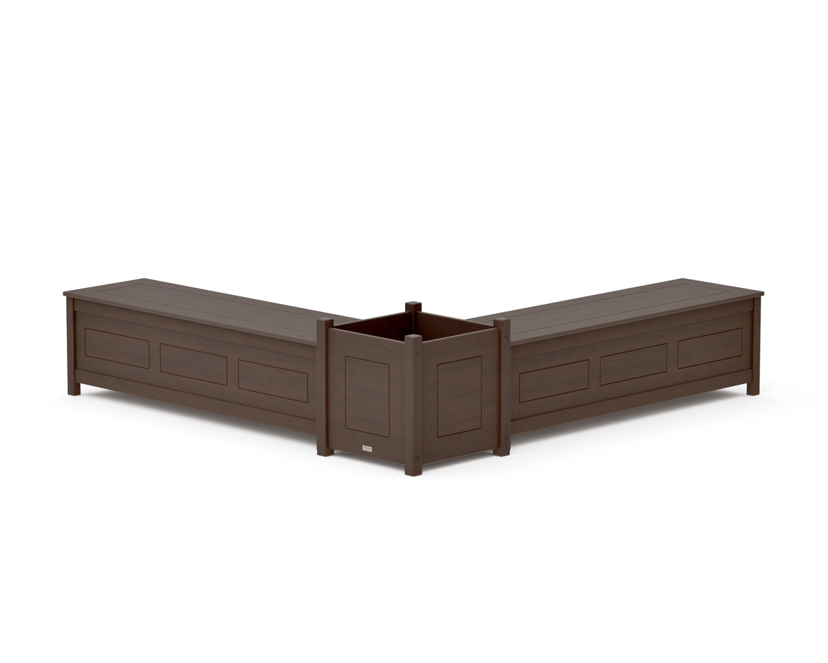 POLYWOOD 60" Country Living L-Shaped Planter Storage Bench Set - Large in Kona