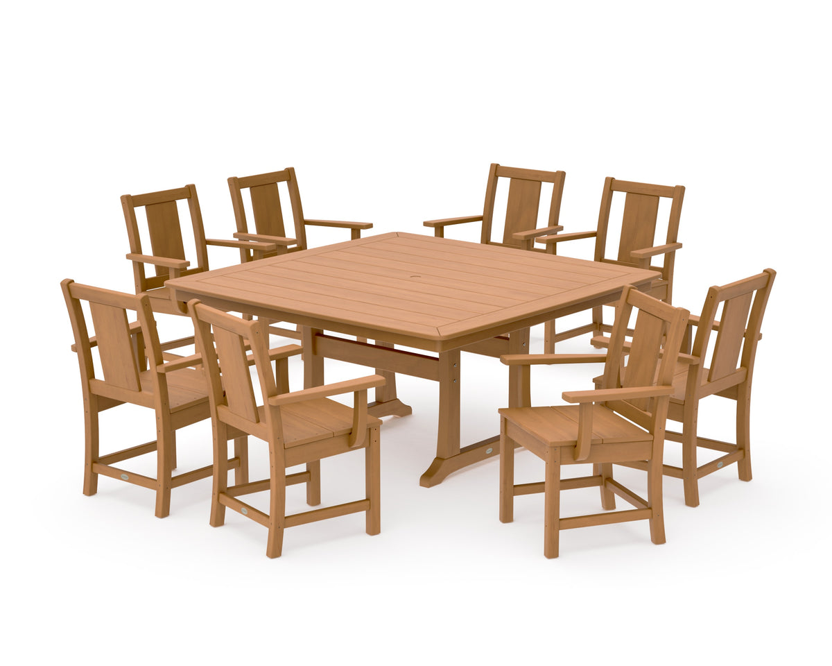 POLYWOOD Prairie 9-Piece Square Dining Set with Trestle Legs in Natural