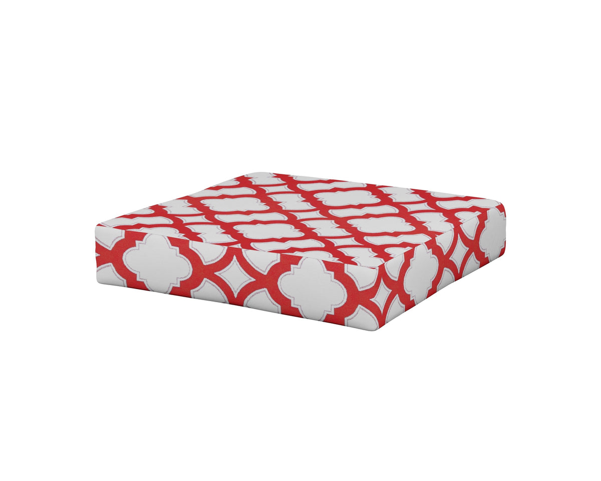 POLYWOOD Prescott Ottoman Cushion in Trellis Crimson