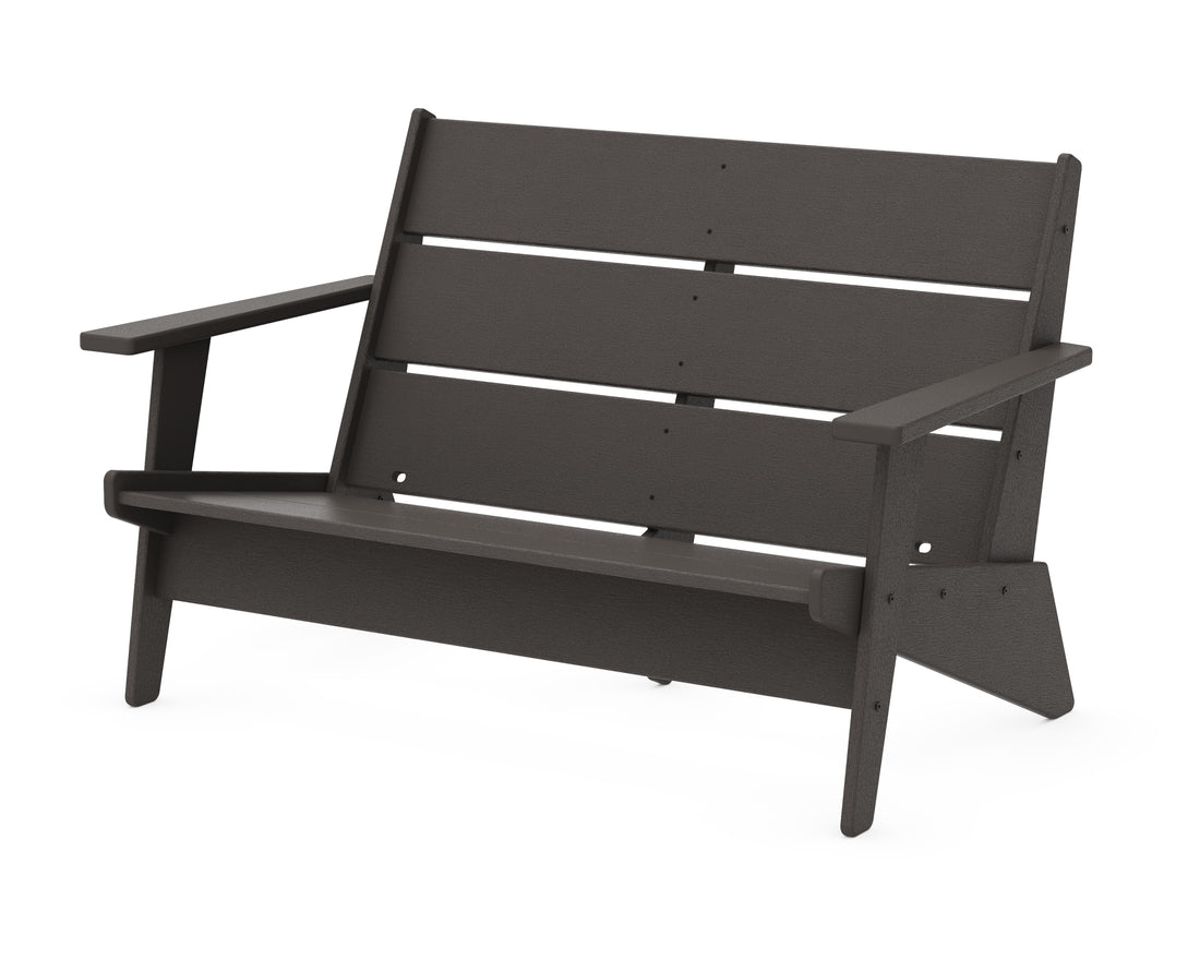 POLYWOOD Riviera Modern Lounge Loveseat Frame in Vintage Coffee