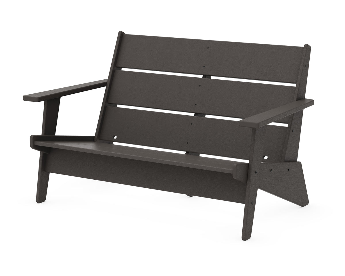 POLYWOOD Riviera Modern Lounge Loveseat Frame in Vintage Coffee