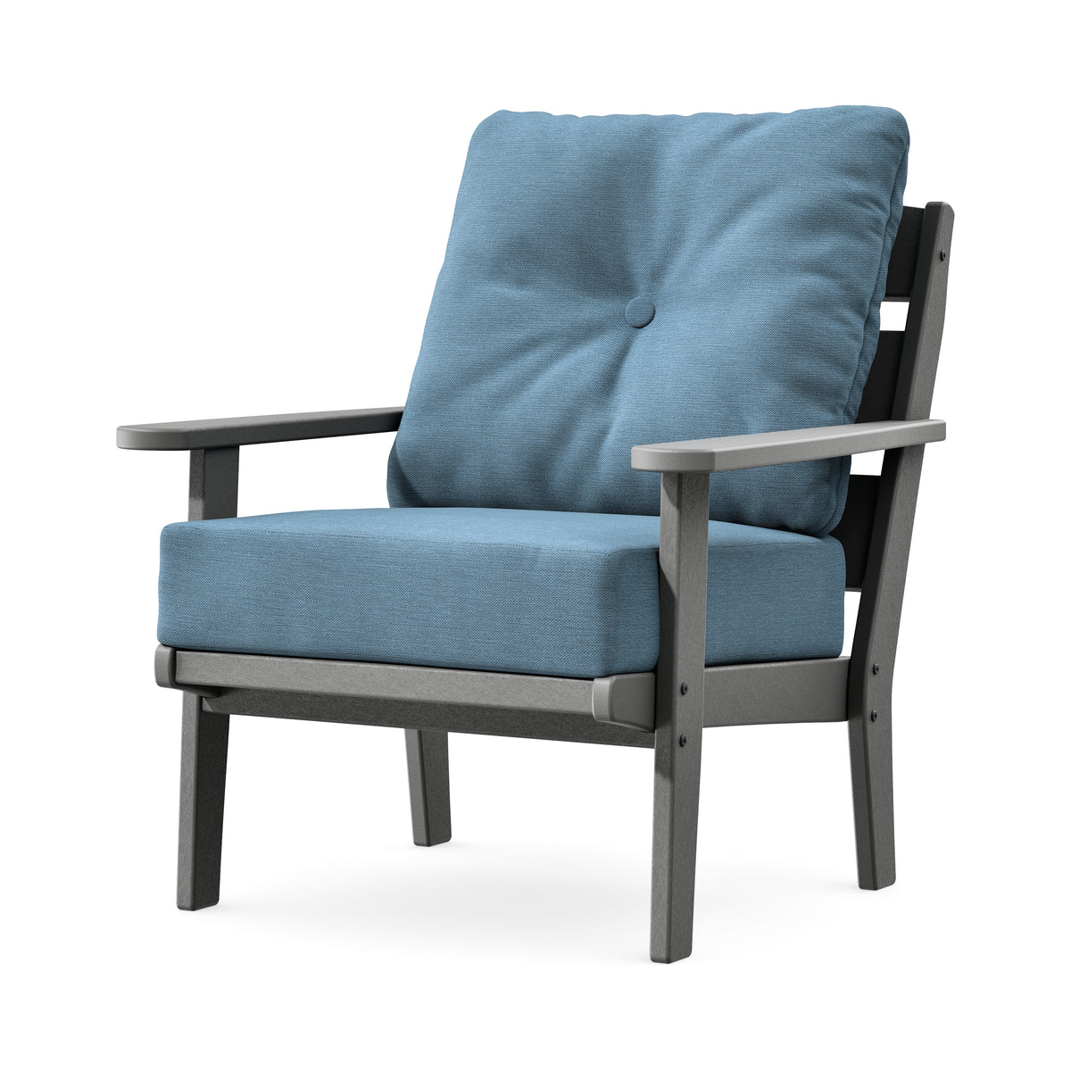 POLYWOOD Lakeside Deep Seating Chair in Slate Grey / Sky Blue