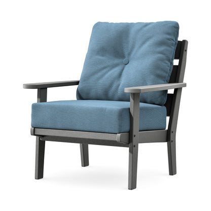 POLYWOOD Lakeside Deep Seating Chair in Slate Grey / Sky Blue