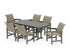 POLYWOOD Coastal Woven Arm Chair 7-Piece Dining Set in Slate Grey / Dune Grass