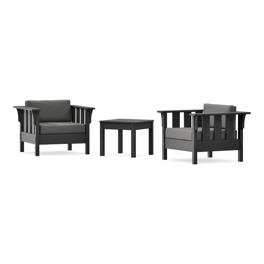 POLYWOOD Acadia 3-Piece Deep Seating Set in Black