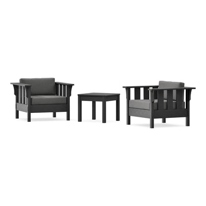 POLYWOOD Acadia 3-Piece Deep Seating Set in Black