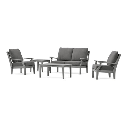 POLYWOOD Braxton 5-Piece Deep Seating Set in Slate Grey