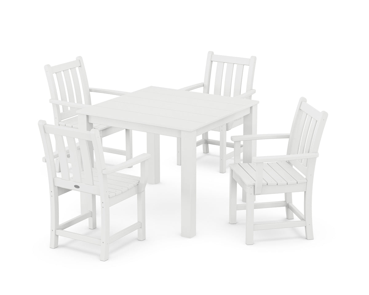 POLYWOOD Traditional Garden 5-Piece Parsons Dining Set in White