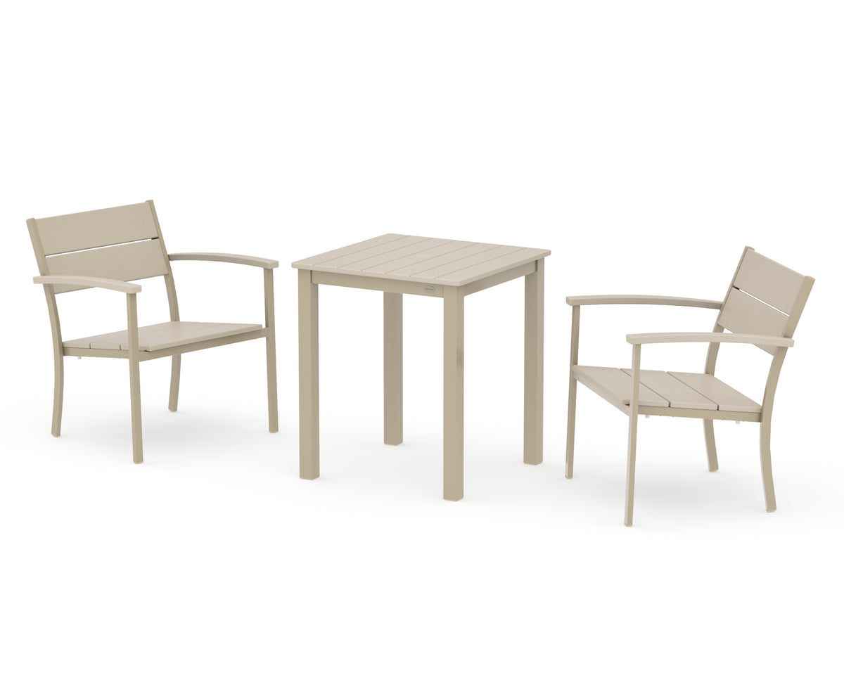 POLYWOOD Main Street 3-Piece Square Dining Set in Sand / Sand