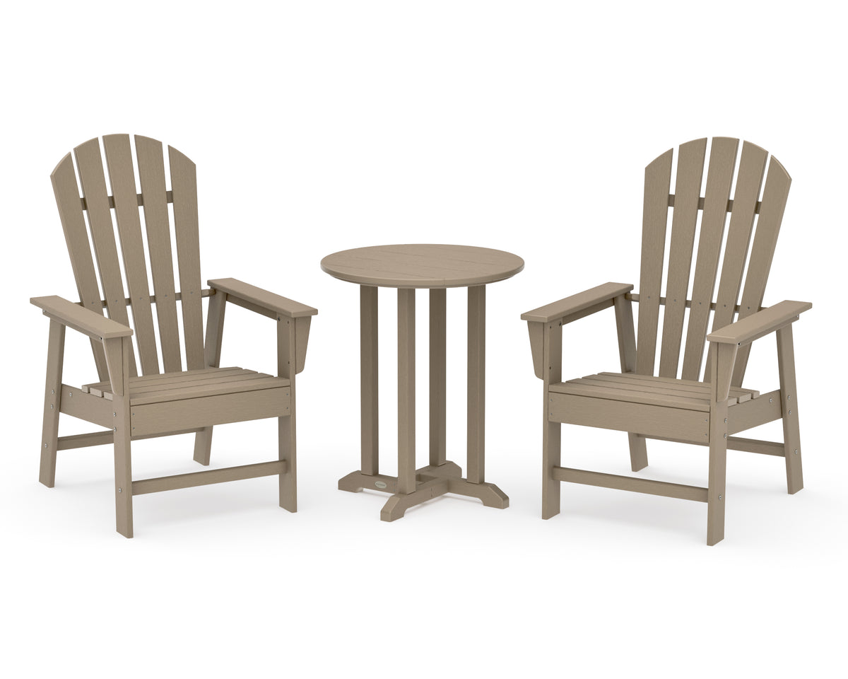 POLYWOOD South Beach 3-Piece Round Farmhouse Bistro Dining Set in Vintage Sahara