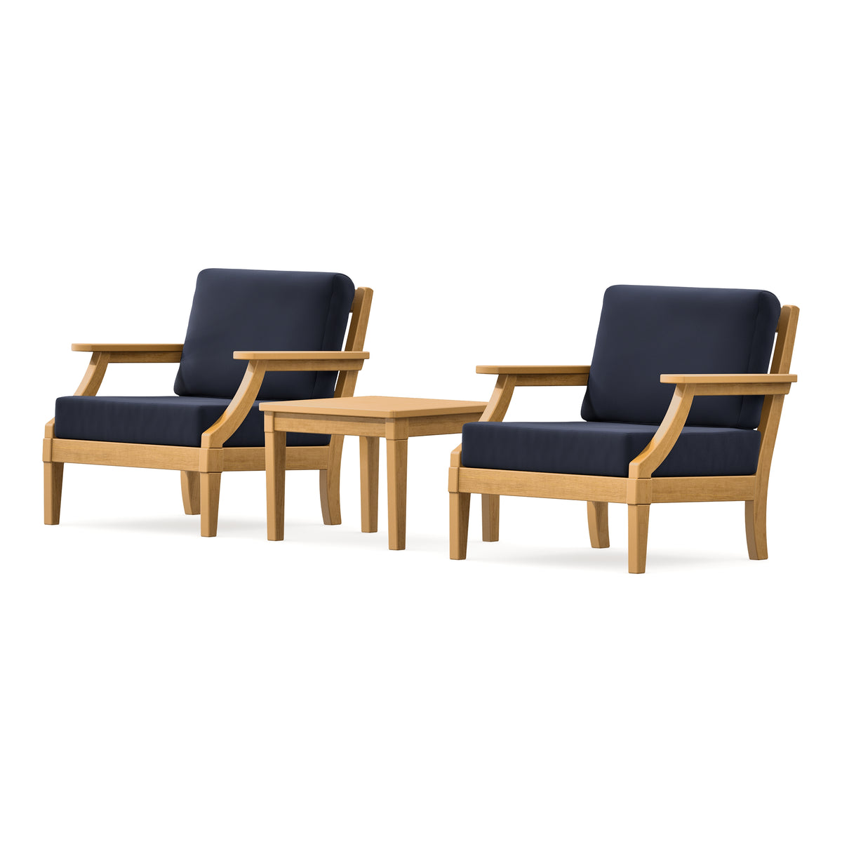 POLYWOOD PW Designer Series Estate 3-Piece Lounge Chair Set in Natural / Navy