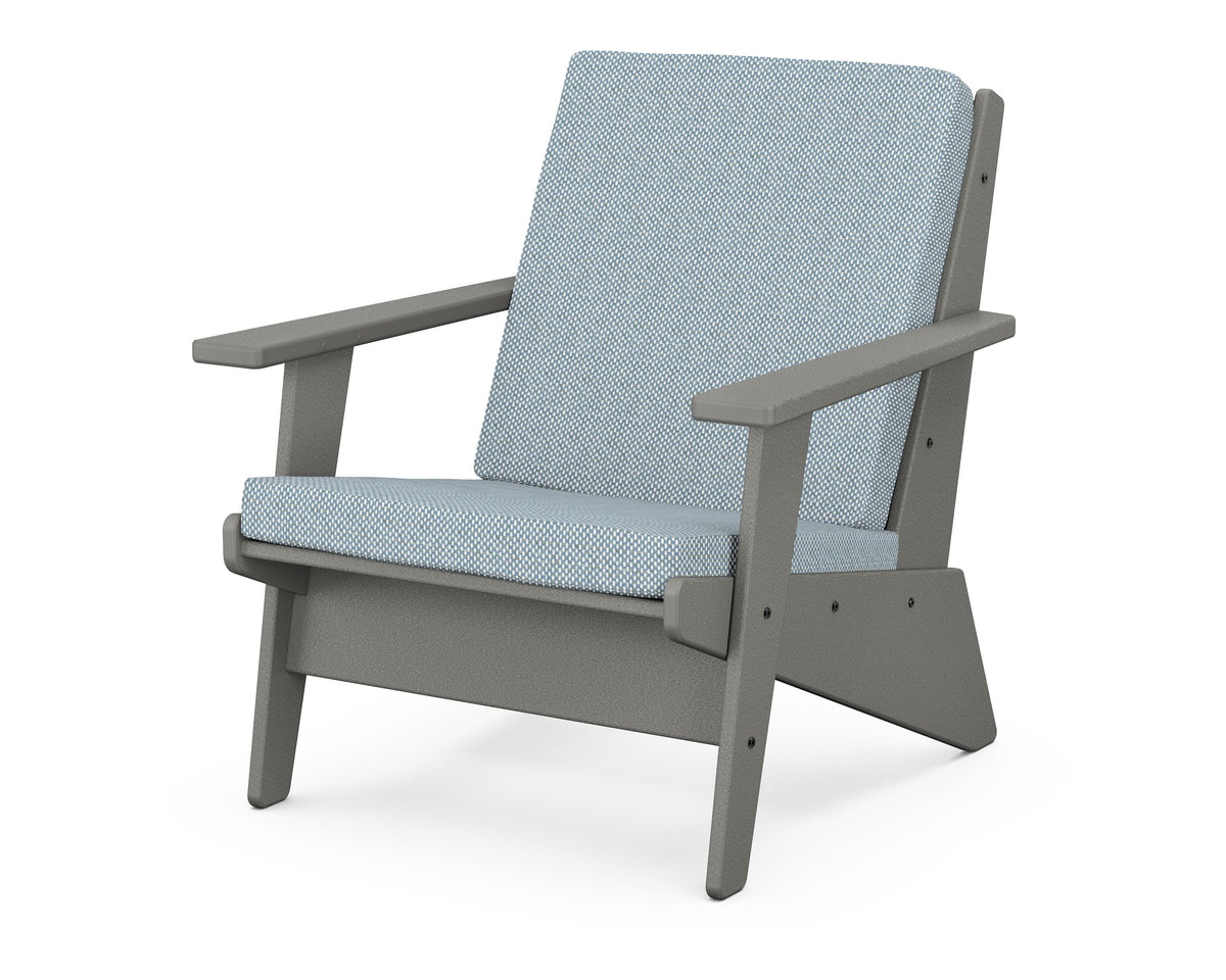POLYWOOD Riviera Modern Lounge Chair in Slate Grey / Exhale Sky