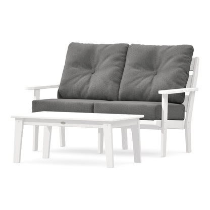POLYWOOD Lakeside 2-Piece Lounge Loveseat Set in White