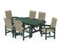 POLYWOOD Coastal Woven High-Back Arm Chair 7-Piece Rustic Farmhouse Dining Set in Green / Dune Grass