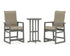 POLYWOOD EDGE Woven Highback 3-Piece Farmhouse Counter Set in Slate Grey / Dune Grass